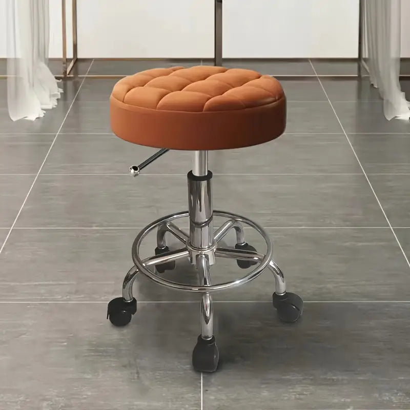 Tabouret de Travail à Roulettes Réglable – Siège Rembourré Pivotant pour Salon, Bureau et Atelier