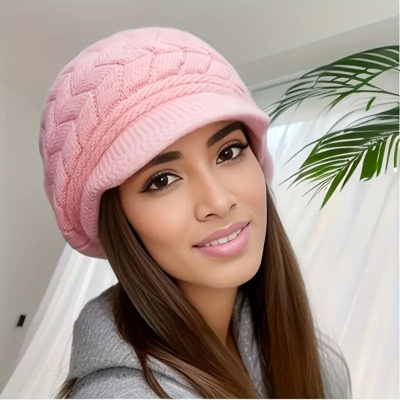 Casquette femme hiver en tricot épais – Style chaud, chic et confortable