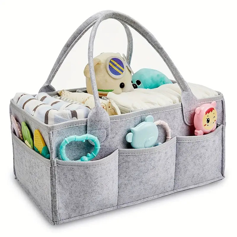 Panier de Rangement Bébé en Feutrine avec Compartiments – Organisateur de Couches, Jouets et Accessoires