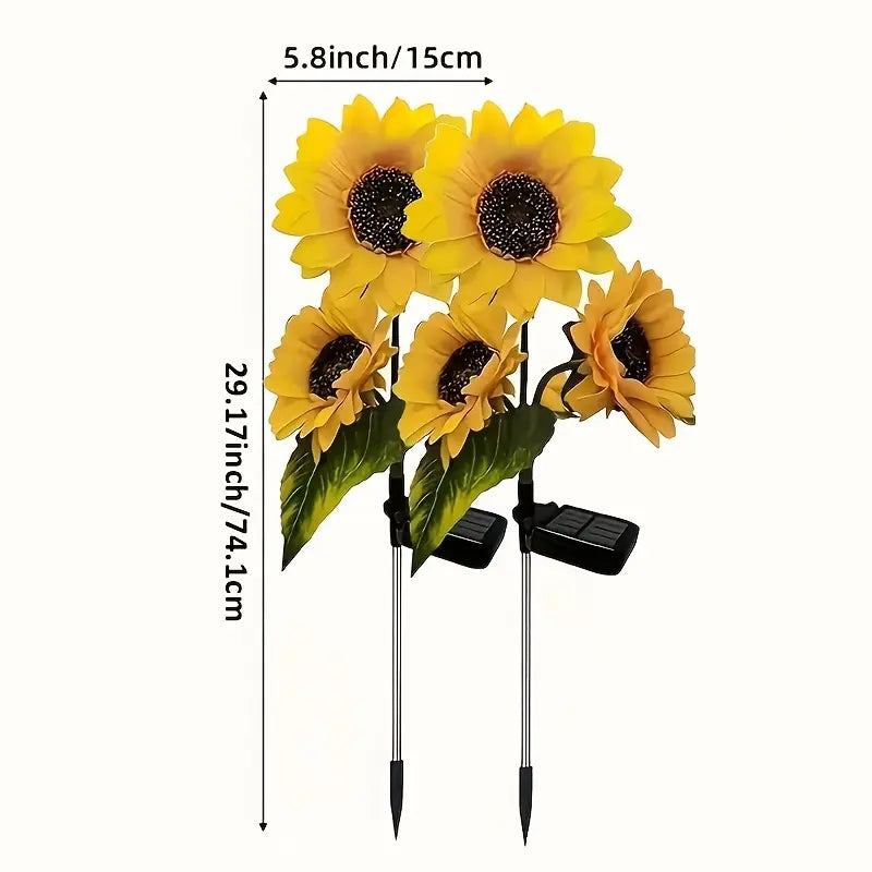 Piquets de Jardin Décoratifs Tournesols LED – Éclairage Solaire Étanche pour Extérieur, Allée et Terrasse