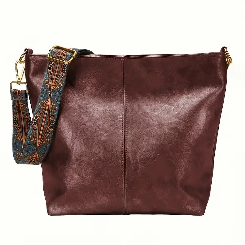 Sac besace femme en simili cuir bleu avec bandoulière bohème réglable  Chic, pratique et tendance