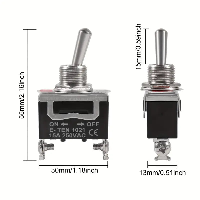Interrupteur à Levier Métallique ON/OFF – Commutateur 15A 250V pour Applications d’Électronique Industrielle