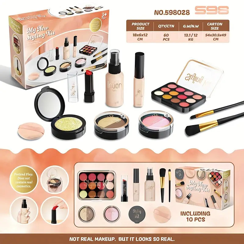 Coffret Maquillage Enfant Non Toxique – Kit de Jeu d’Imitation avec Fards, Pinceaux et Rouge à Lèvres