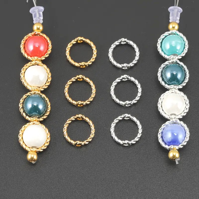 Anneaux Torsadés Dorés et Argentés – Connecteurs Métalliques pour Bracelets, Colliers et Bijoux DIY