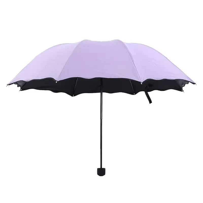 Parapluie pliable rose avec bord ondulé  Léger, compact et résistant au vent