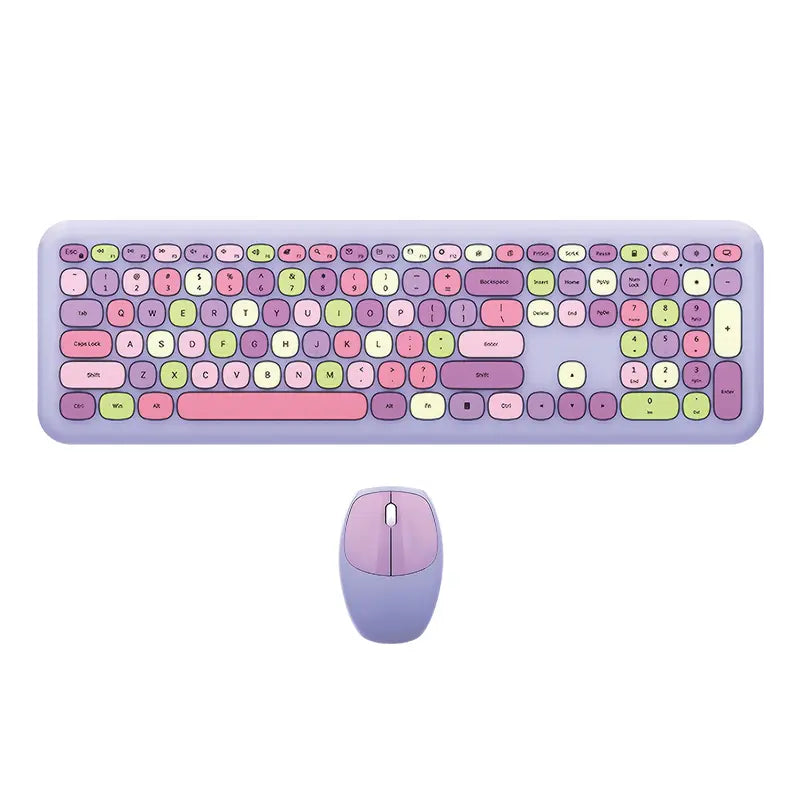 Clavier Sans Fil Bleu Pastel + Souris 2.4G – Kit Ergonomique USB pour PC et Ordinateur Portable