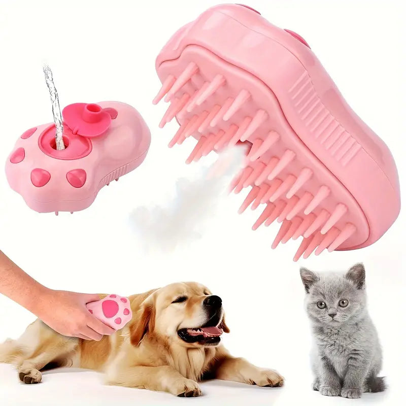 Brosse de Massage Électrique pour Chats et Chiens – Brosse Rechargeable avec Vapeur Apaisante et Picots Souples