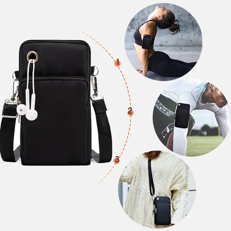 Pochette Ceinture Multifonction pour Smartphone – Étui Compact avec Compartiments, Port Écouteurs et Fermeture Éclair