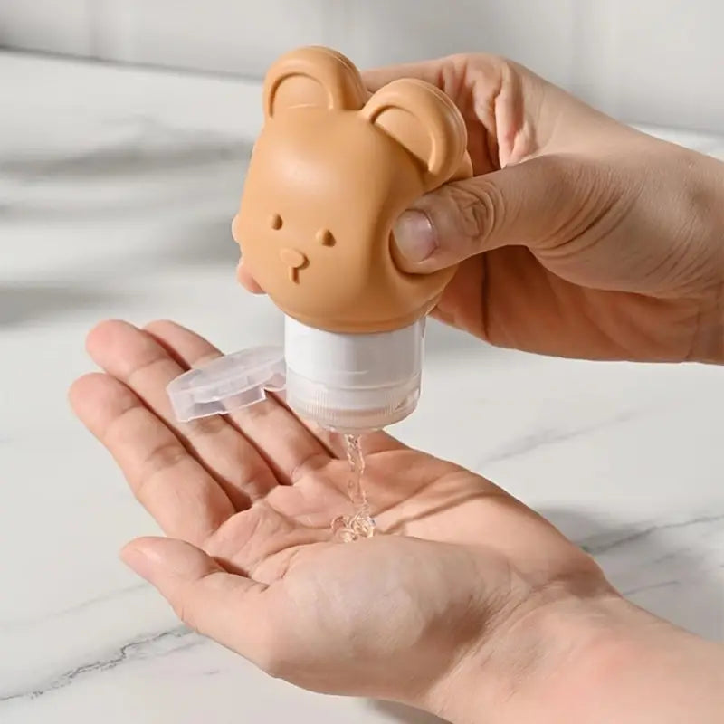 Flacons rechargeables bébé ours – Pots de toilette portables en silicone pour voyage et soins
