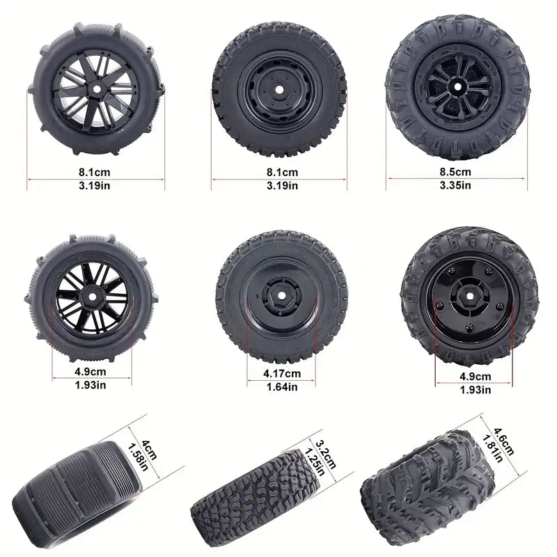 Pneus Tout-Terrain pour Voiture RC – Roues de Rechange Antidérapantes Haute Adhérence pour Modèles Radiocommandés