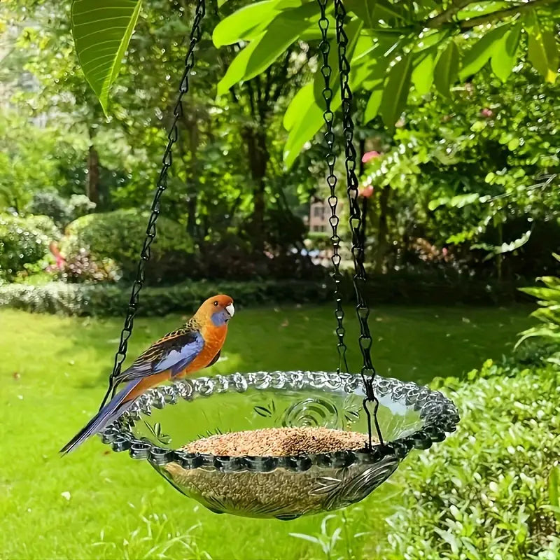 Mangeoire Suspendue en Verre pour Oiseaux – Distributeur de Graines Élégant pour Balcons et Jardins