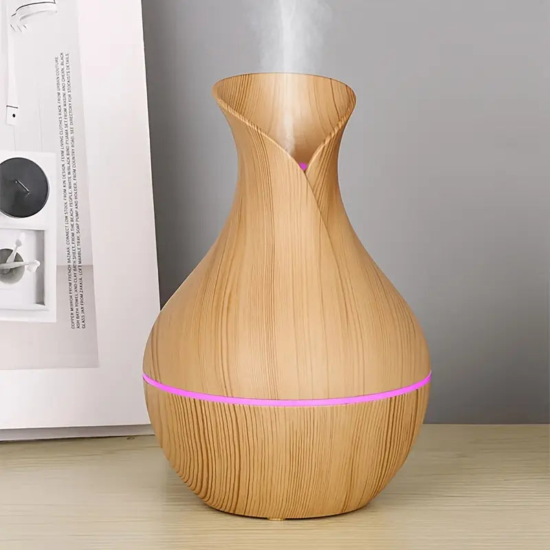 Diffuseur d'Huiles Essentielles en Forme de Vase – Humidificateur d’Air Silencieux LED, Parfum et Bien-Être au Quotidien