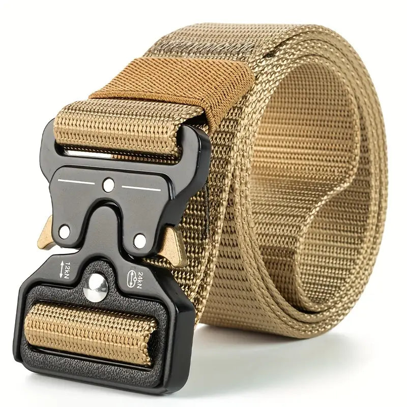 Ceinture tactique homme en nylon résistant – Boucle métal rapide militaire couleur sable