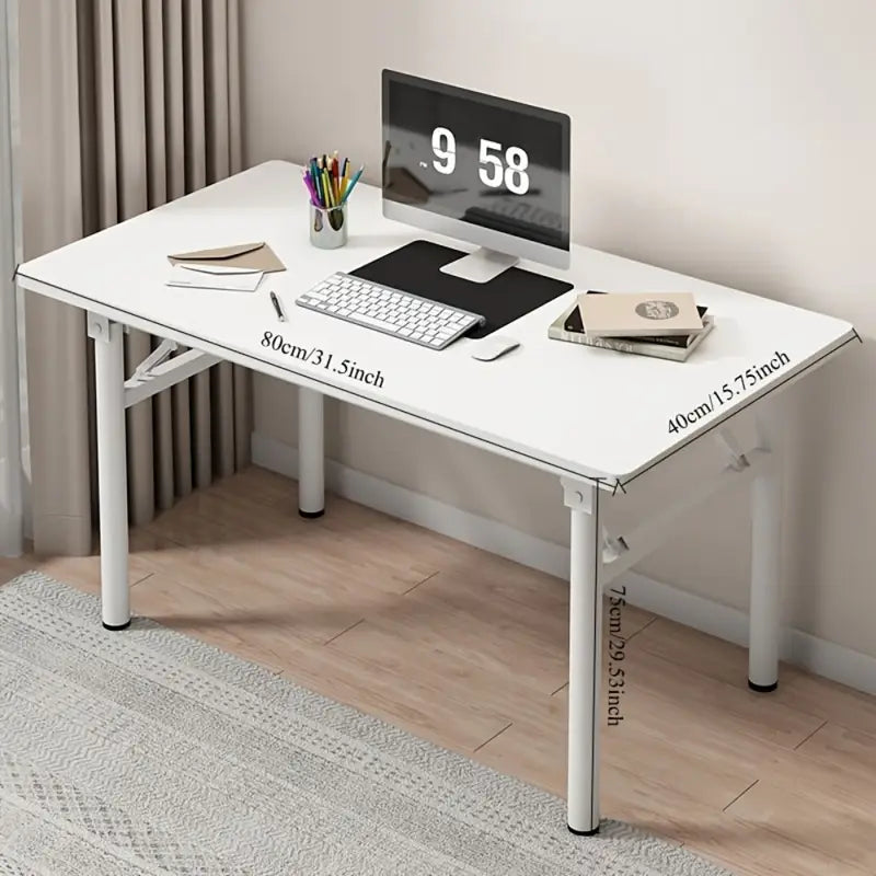 Bureau Blanc Pliable Moderne – Table de Travail Minimaliste pour Bureau à Domicile ou Étudiant