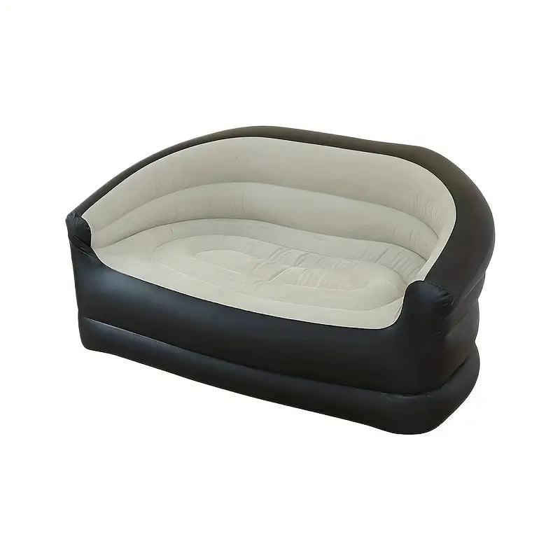 Canapé Gonflable 2 Places Noir et Beige – Sofa d’Appoint Confortable pour Salon ou Camping
