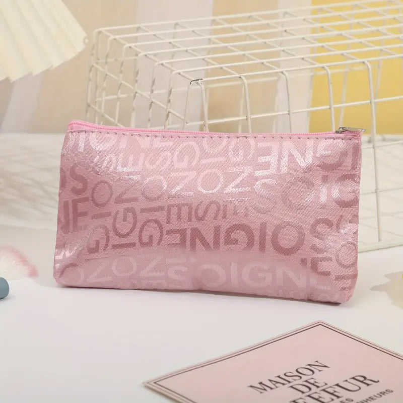 Trousse de maquillage colorée en tissu imperméable Pochette cosmétique légère et tendance