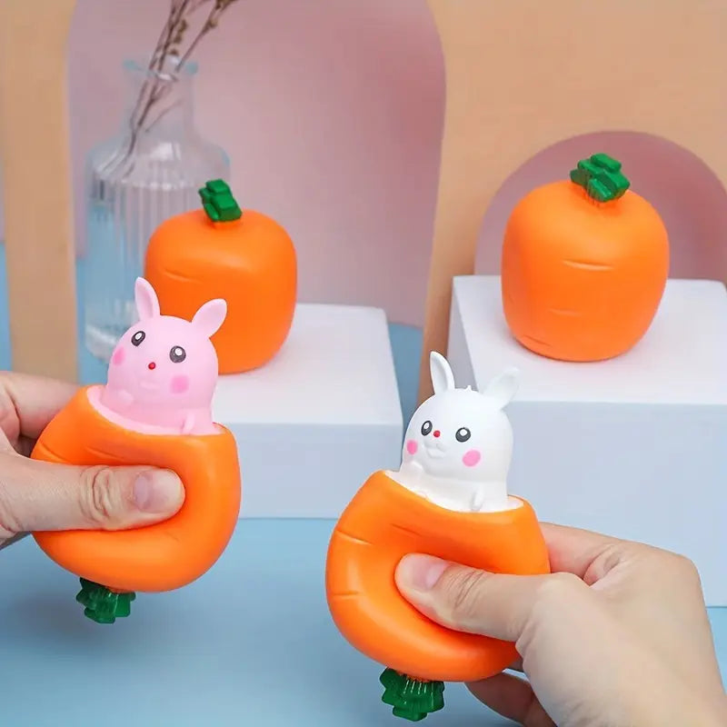 Jouet Lapin Carotte Surprise en Silicone – Lot de 2 Jouets Sensoriels et Anti-Stress pour Bébé et Tout-Petit