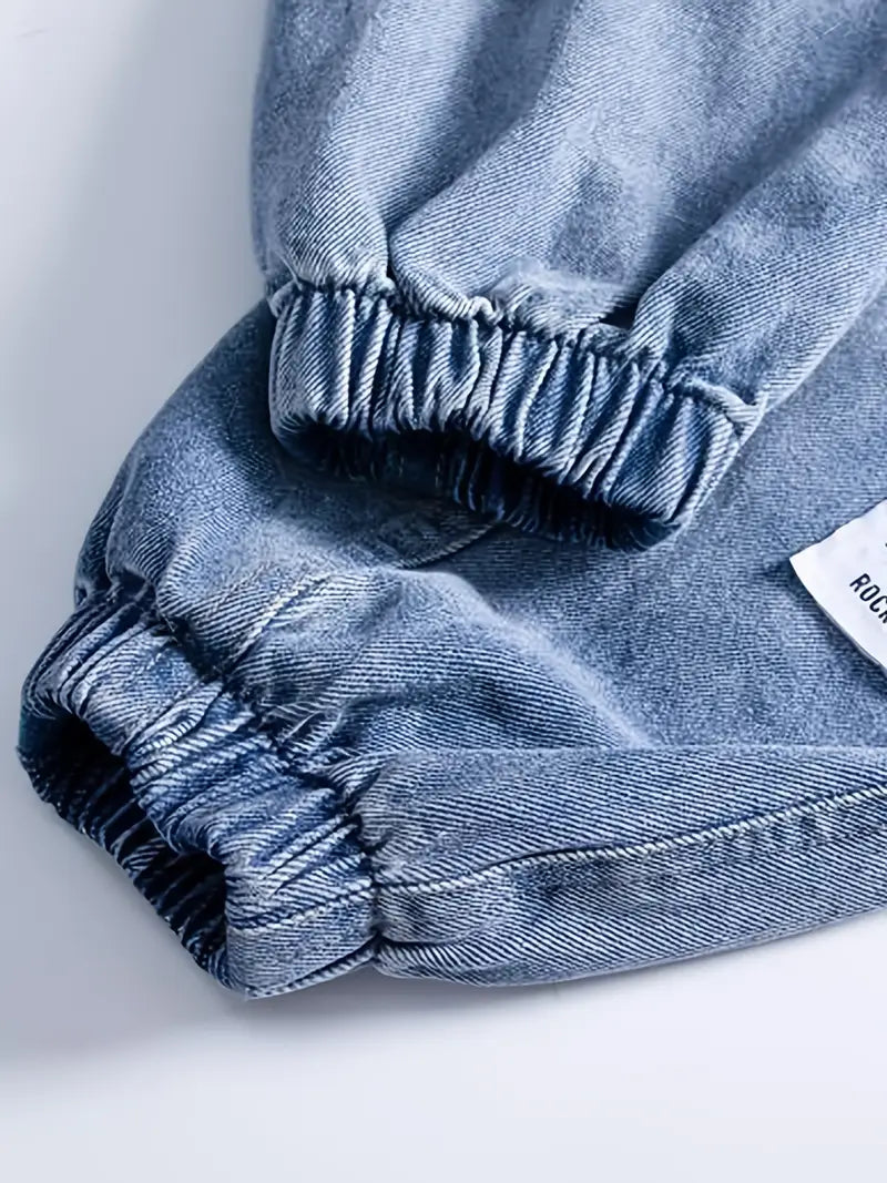 Jean Garçon Taille Élastique – Pantalons Enfant Confortables en Denim Bleu avec Poches Pratiques