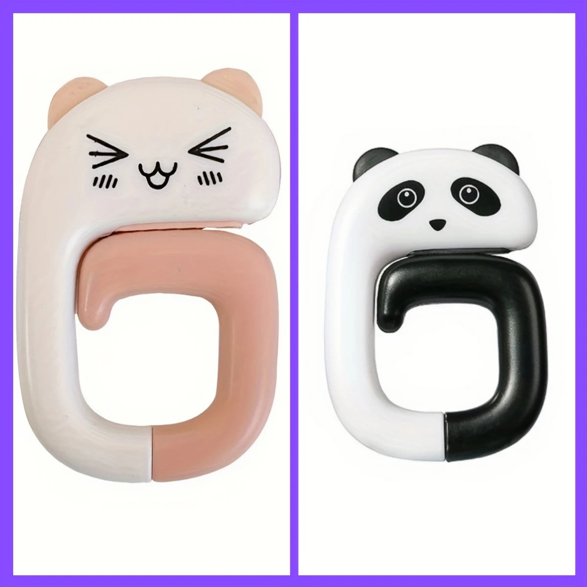 Crochet Clip pour Sac à Main Motif Animal – Chat & Panda Kawaii, Pratique pour Poussette, Valise ou Dressing