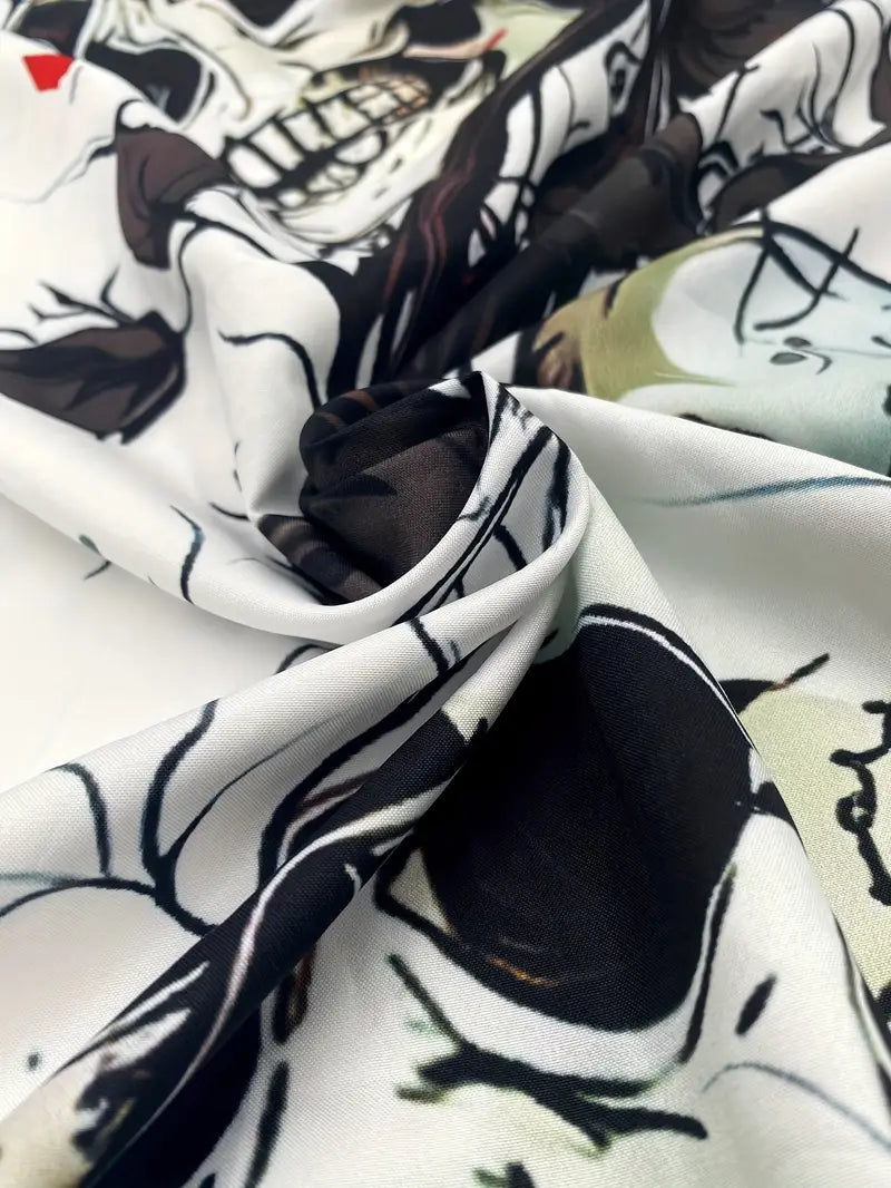 Chemise fantaisie homme – Motif crâne et roses rouges, Style gothique tendance et original