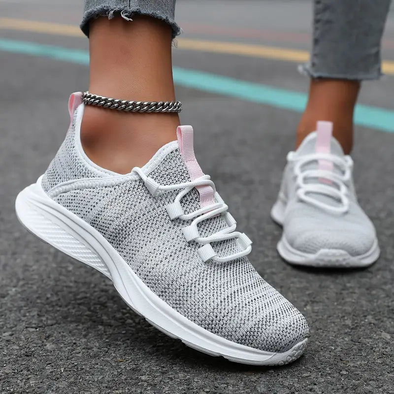 Baskets femme beiges respirantes – Chaussures de sport légères et confortables pour marche, running et quotidien