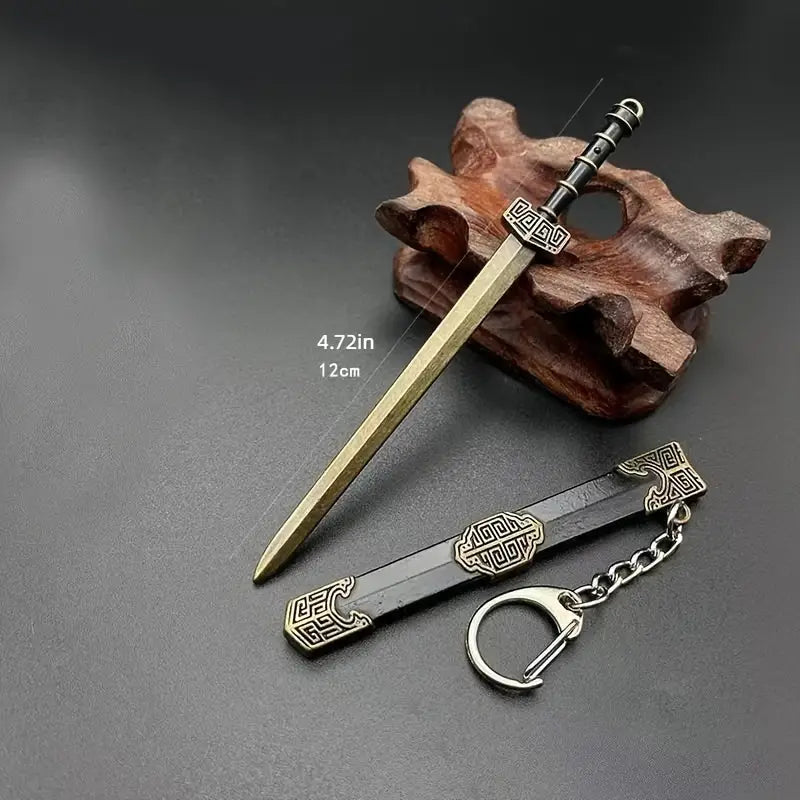 Porte-clés épée médiévale en métal – Breloque sabre antique élégante pour homme