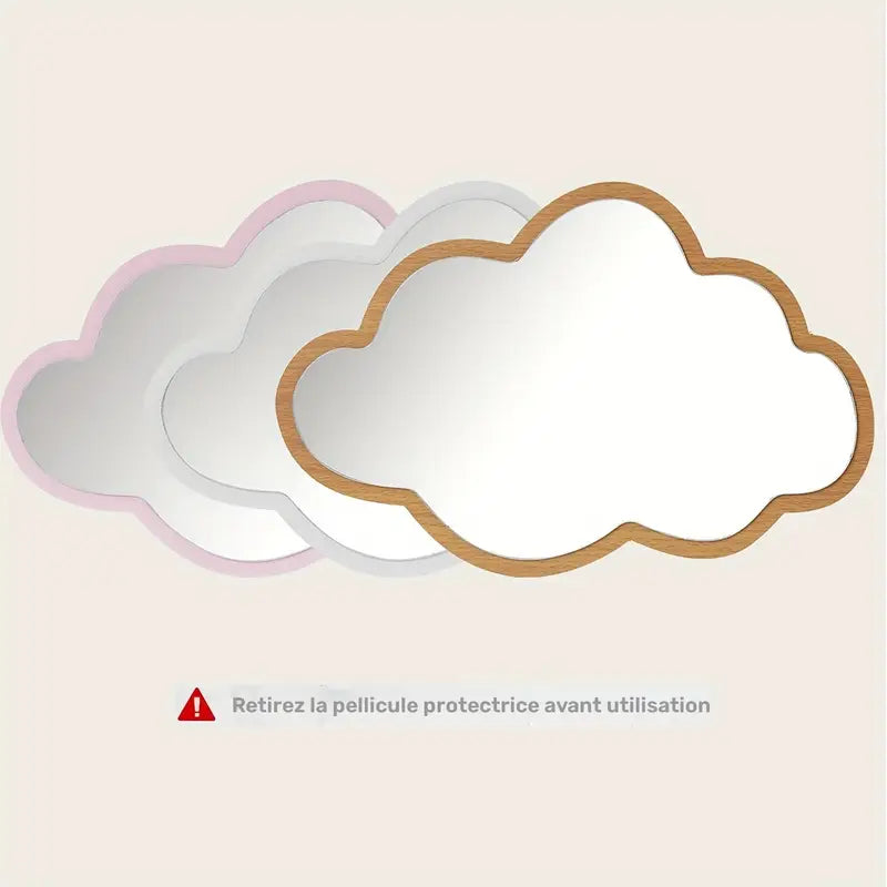Miroir mural nuage en bois – Décoration chambre bébé design et moderne