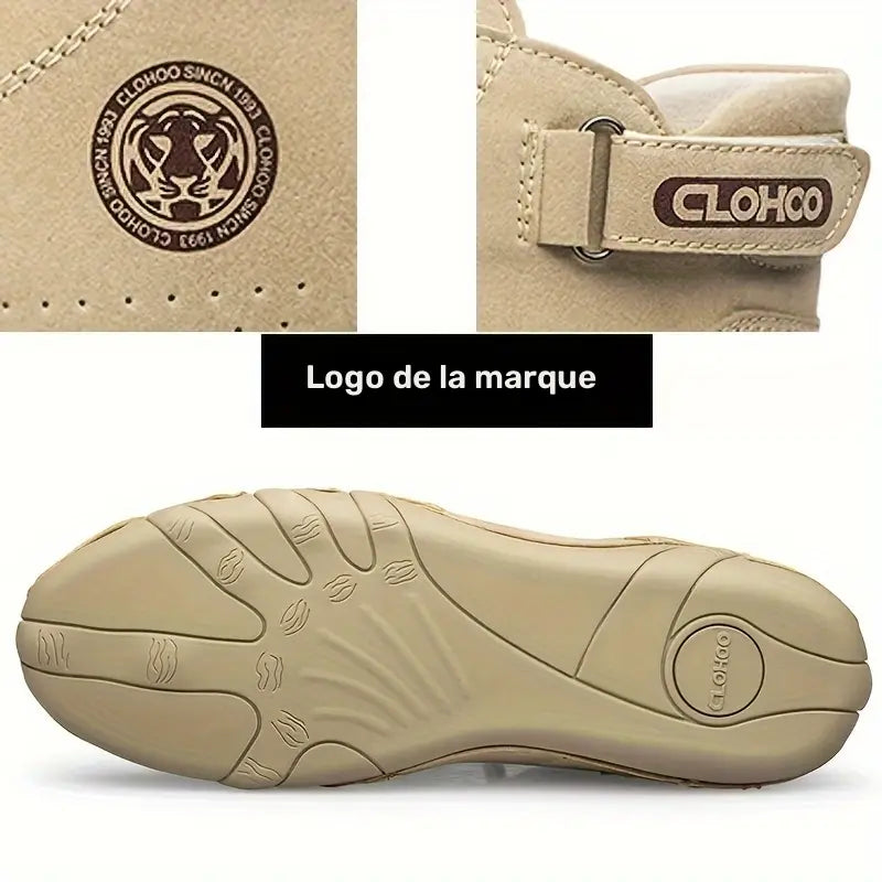 haussures montantes homme en cuir gris – Baskets de randonnée confort et plein air