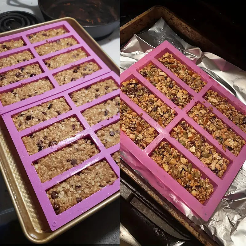 Moule en Silicone pour Barres de Céréales et Énergétiques – Préparation Maison de Snacks Sains et Protéinés