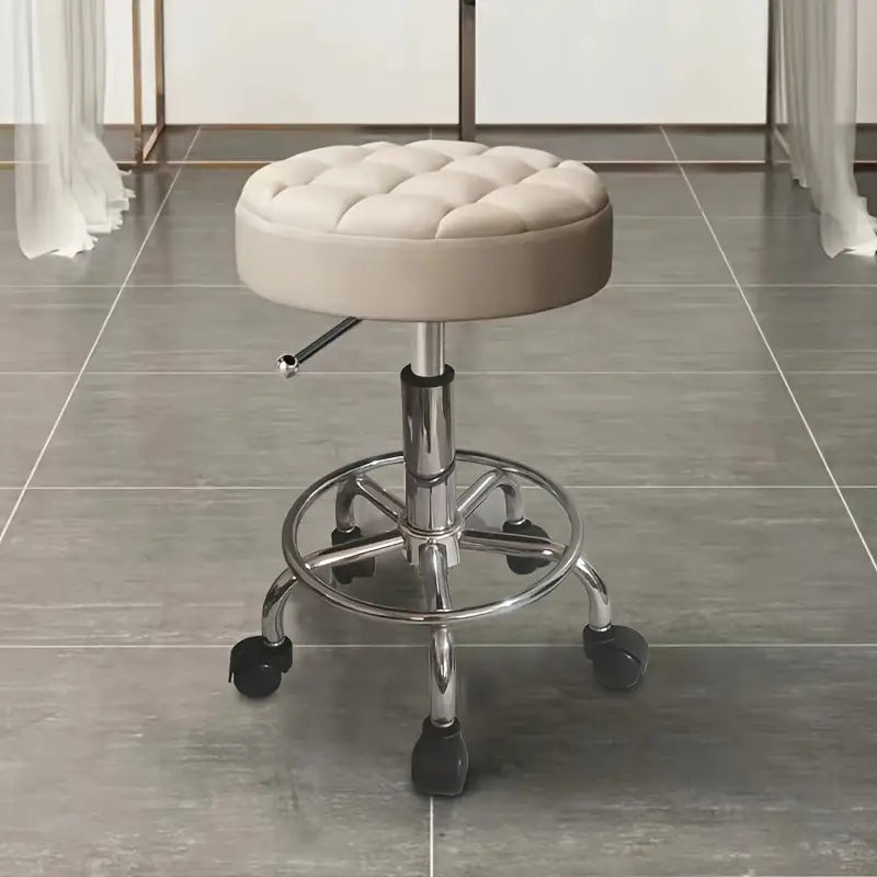 Tabouret de Travail à Roulettes Réglable – Siège Rembourré Pivotant pour Salon, Bureau et Atelier