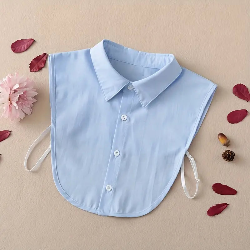 Faux col femme chemise classique – Col amovible élégant en coton, blanc, gris, bleu clair et marine