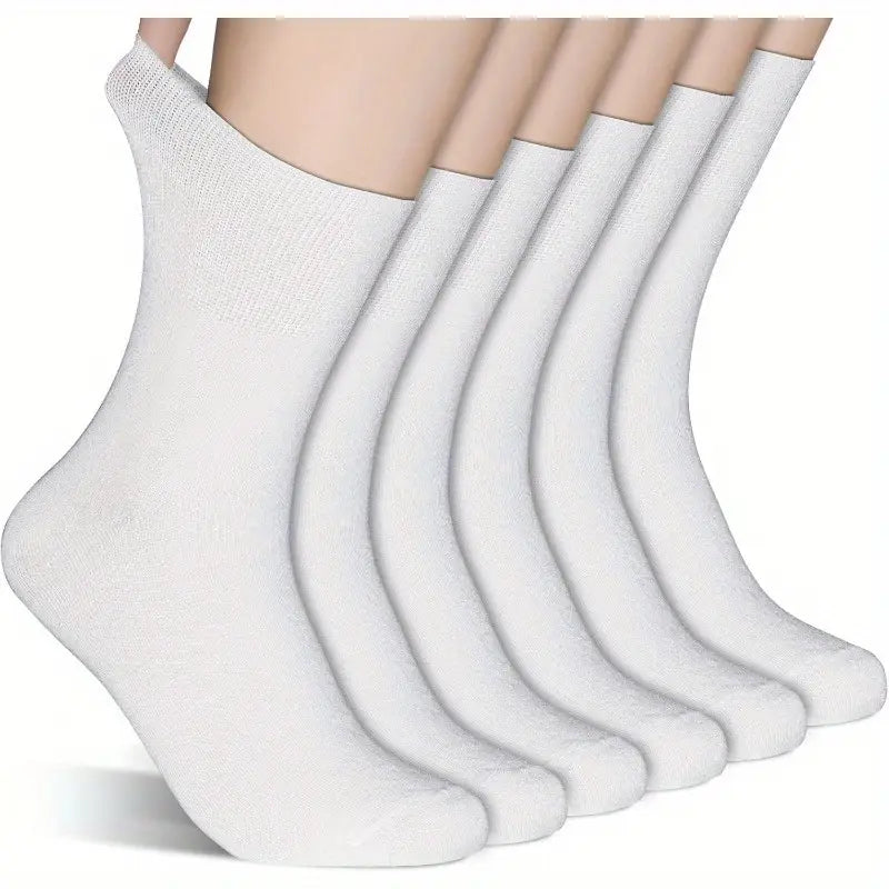 Lot de 6 Paires de Chaussettes Médicales Blanches – Respirantes, Sans Couture, Idéales Diabétiques