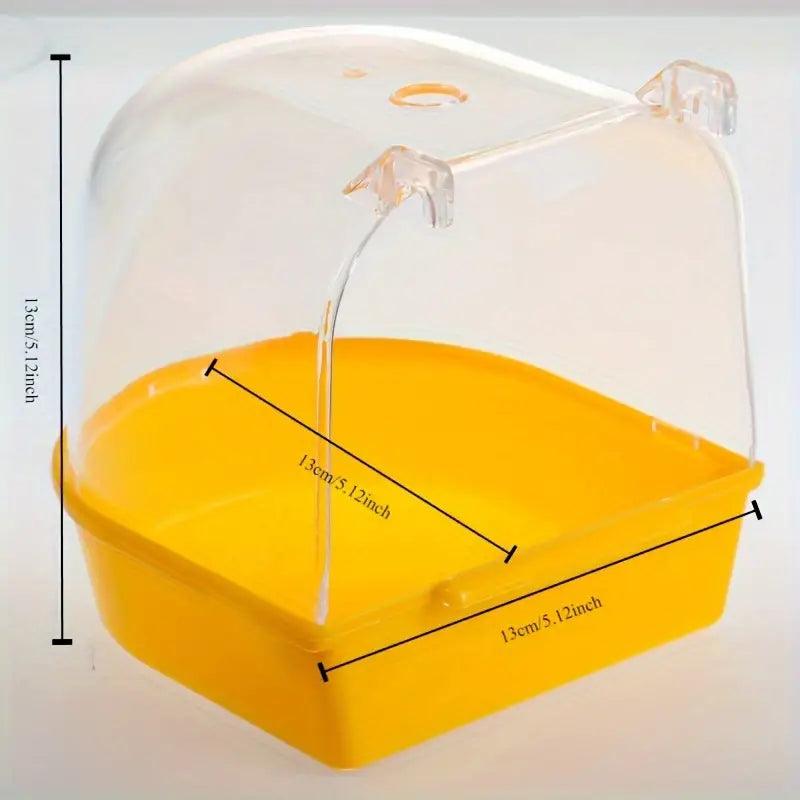 Baignoire pour oiseaux avec couvercle – Bac de bain transparent 13 cm pour oiseaux et perruches – Accessoire pratique pour l’hygiène et le bien-être des oiseaux