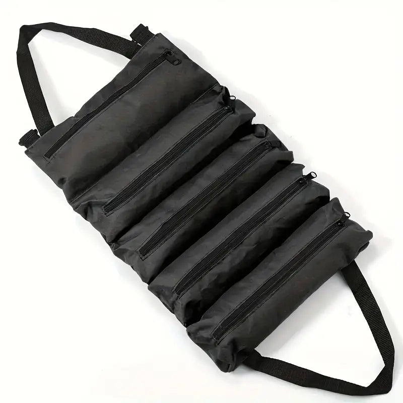 Trousse de Rangement en Rouleau avec Poches Zippées – Sac Organisateur Portable pour Outils et Accessoires – Collection Boîtes à Outils et Accessoires