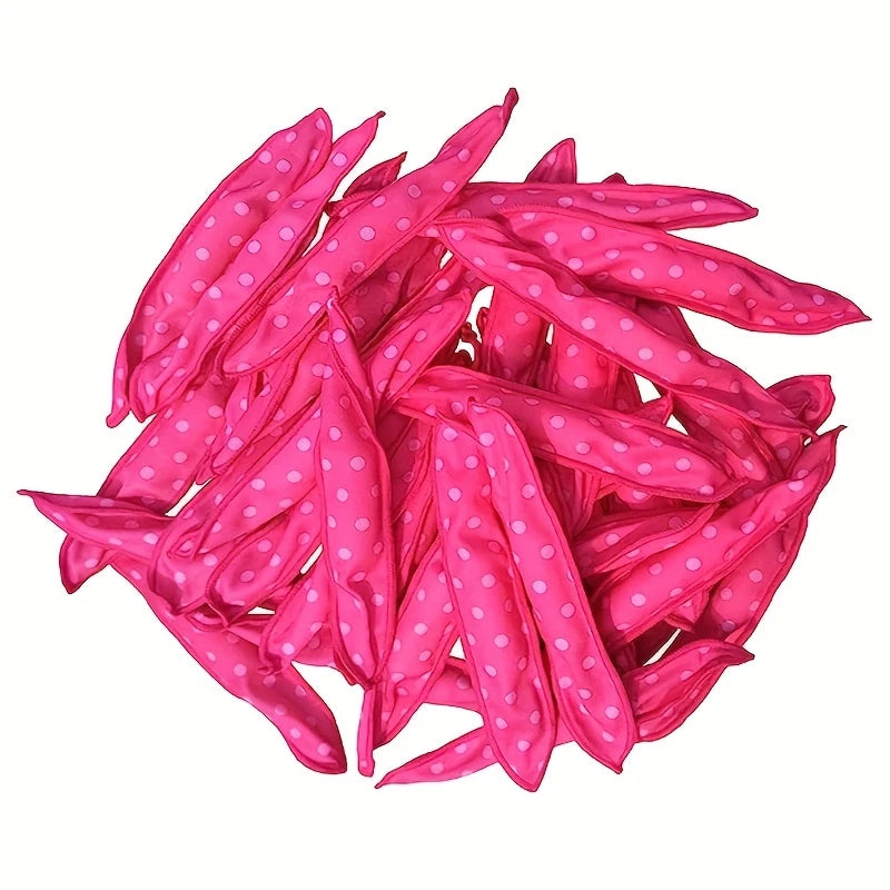 Bigoudis Souples Sans Chaleur – Lot de 10/20/30 Rouleaux Curling Cheveux en Tissu Satiné à Pois