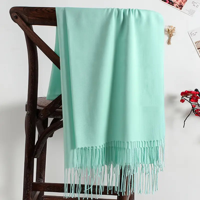 Écharpe homme en laine douce – Foulard chaud avec franges élégantes