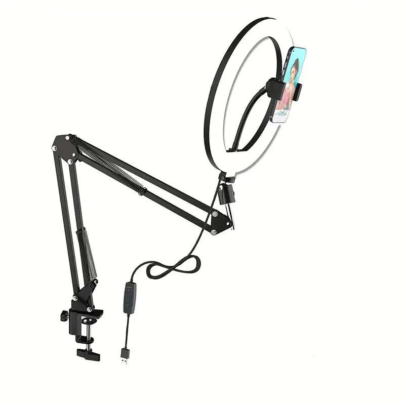 Ring Light LED avec Bras Articulé – Lampe d’Éclairage Professionnelle pour Smartphone, Vidéos et Maquillage