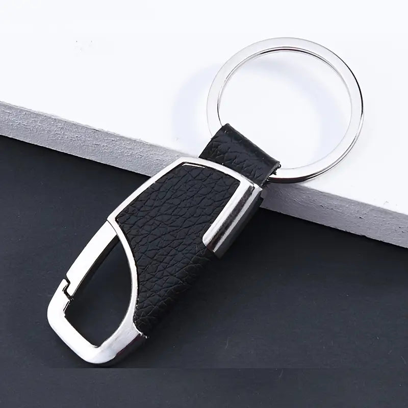 Porte-clés homme en cuir et métal – Mousqueton élégant et robuste pour clés de voiture