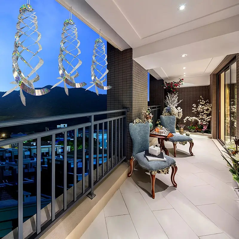 Répulsifs Visuels Anti-Oiseaux – Spirales Holographiques Réfléchissantes 40cm pour Jardins, Balcons et Verandas