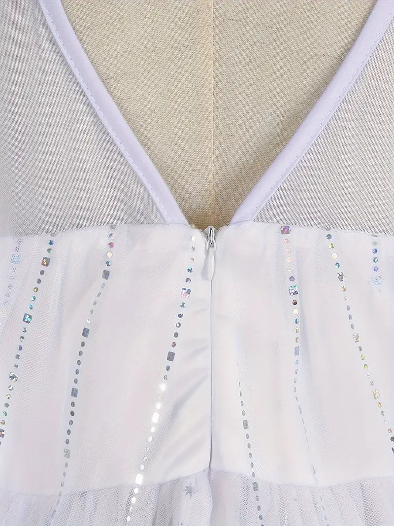 Robe Reine des Neiges fille – Déguisement princesse Elsa bleu et blanc avec cape magique