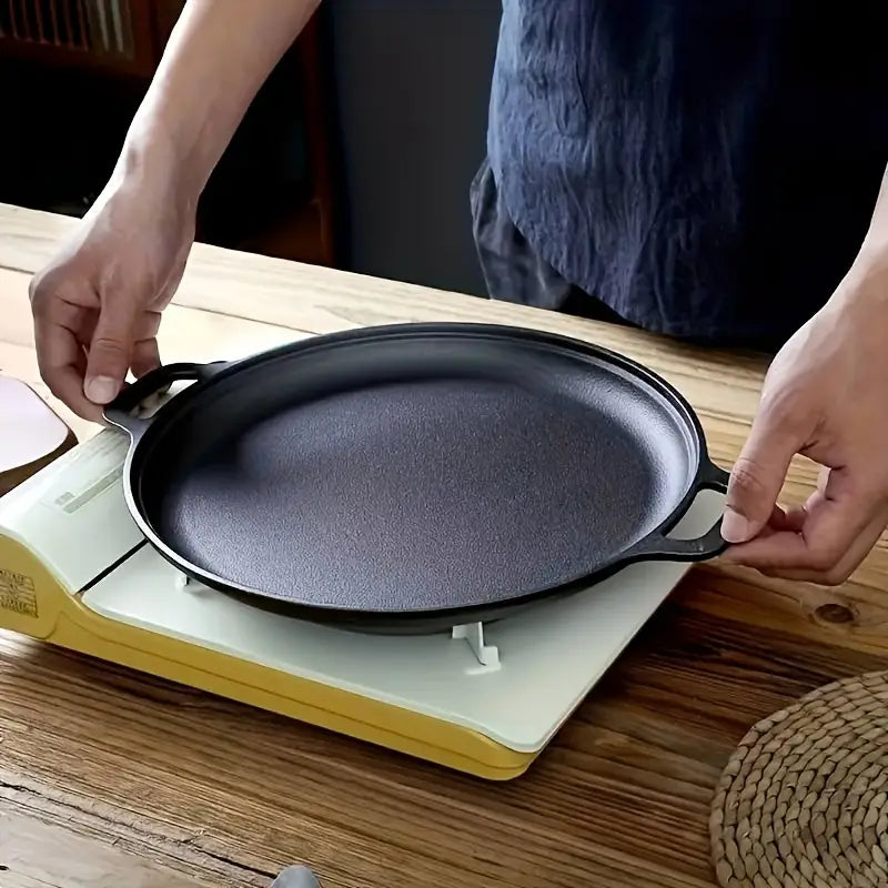 Poêle en fonte camping avec poignées – Plat de cuisson robuste pour barbecue, feu de camp et cuisine outdoor