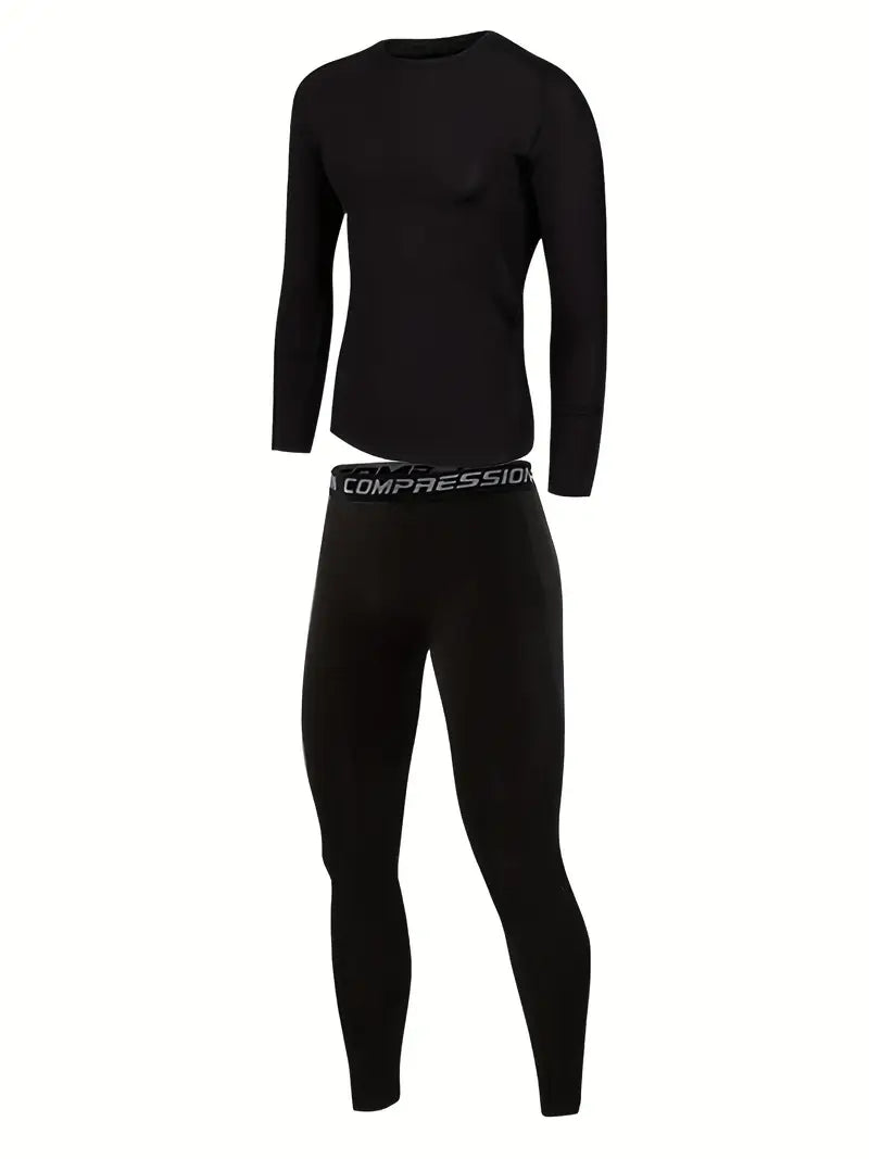 Ensemble de Sport Enfant – T-shirt Manches Longues et Legging Noir Respirant