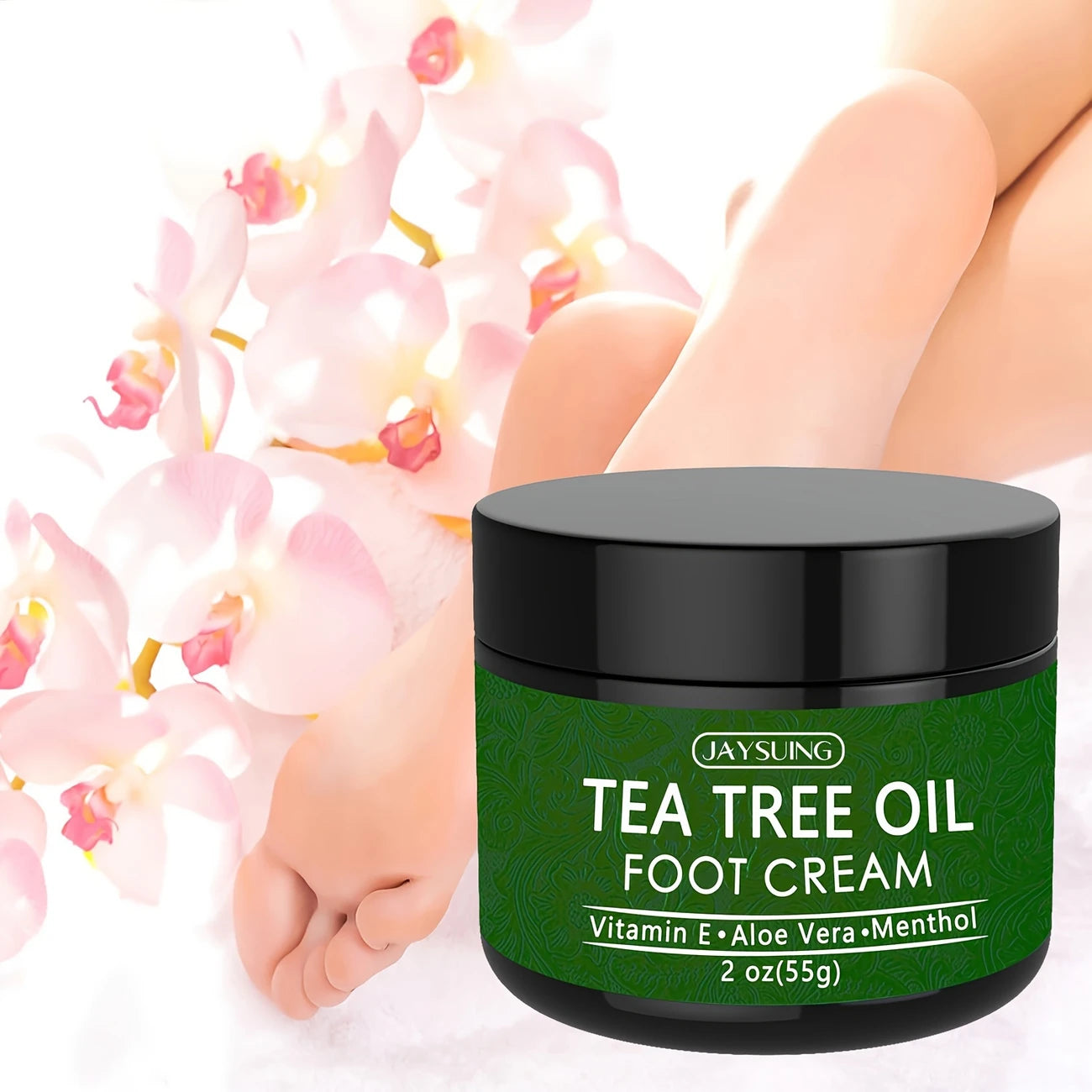Crème Pieds Tea Tree Oil – Hydratante et Réparatrice avec Aloe Vera, Menthol et Vitamine E (55g)