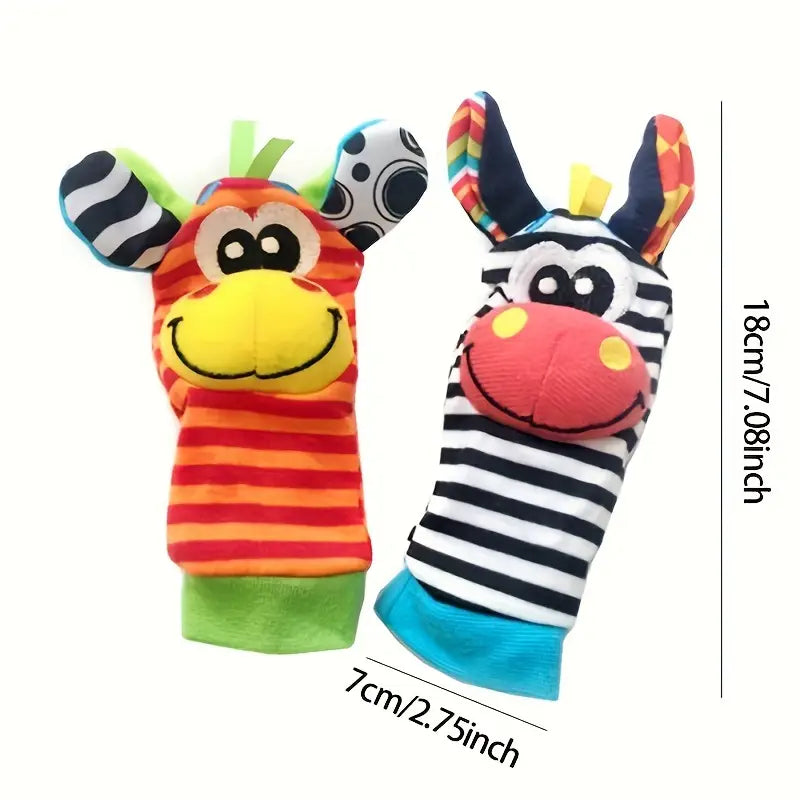 Hochet bébé en forme de chaussettes et bracelets animaux – Jouets d’éveil sensoriels et sonores pour activités ludiques