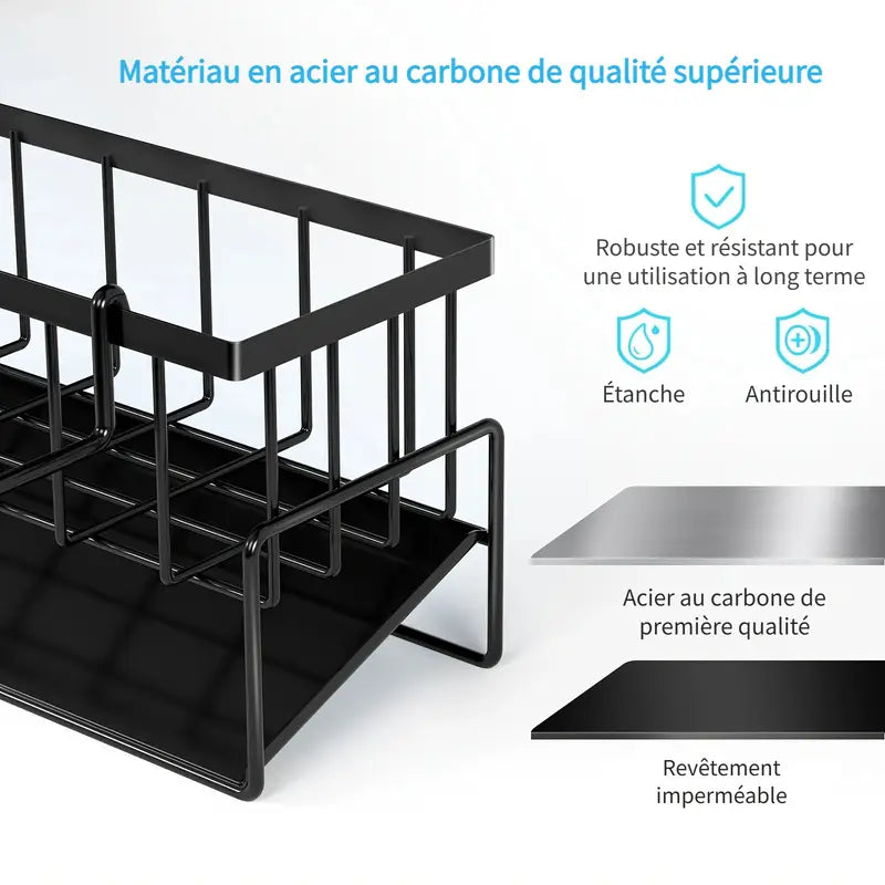 Organisateur de Cuisine pour Évier – Panier de Rangement Multifonction pour Éponges, Liquide Vaisselle et Torchons