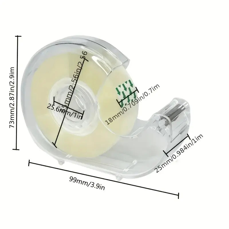 Rouleau de ruban adhésif transparent avec dévidoir – Idéal pour bureau, école et emballage cadeau