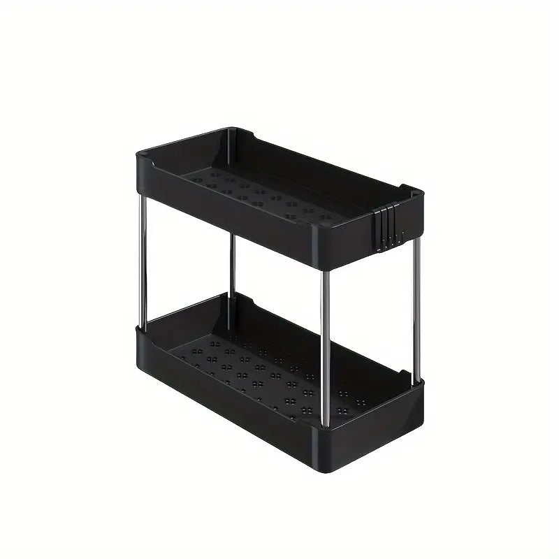 Étagère de rangement à 2 niveaux pour bureau – Organisateur compact en plastique et métal, idéal pour fournitures et accessoires