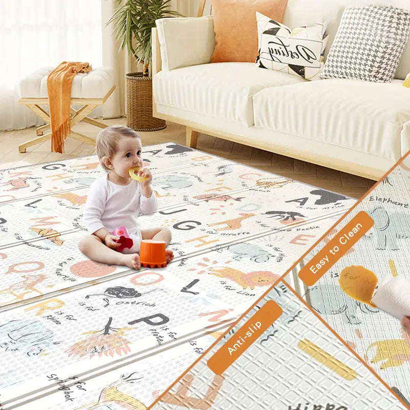 Tapis de jeu éducatif bébé antidérapant – Alphabet et animaux, décoration chambre bébé