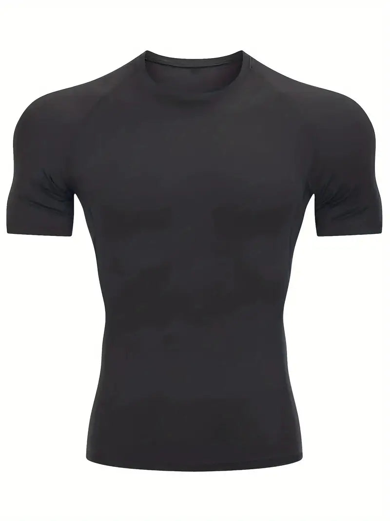 T-shirt de sport homme compression – Respirant & extensible – Idéal musculation, running et fitness