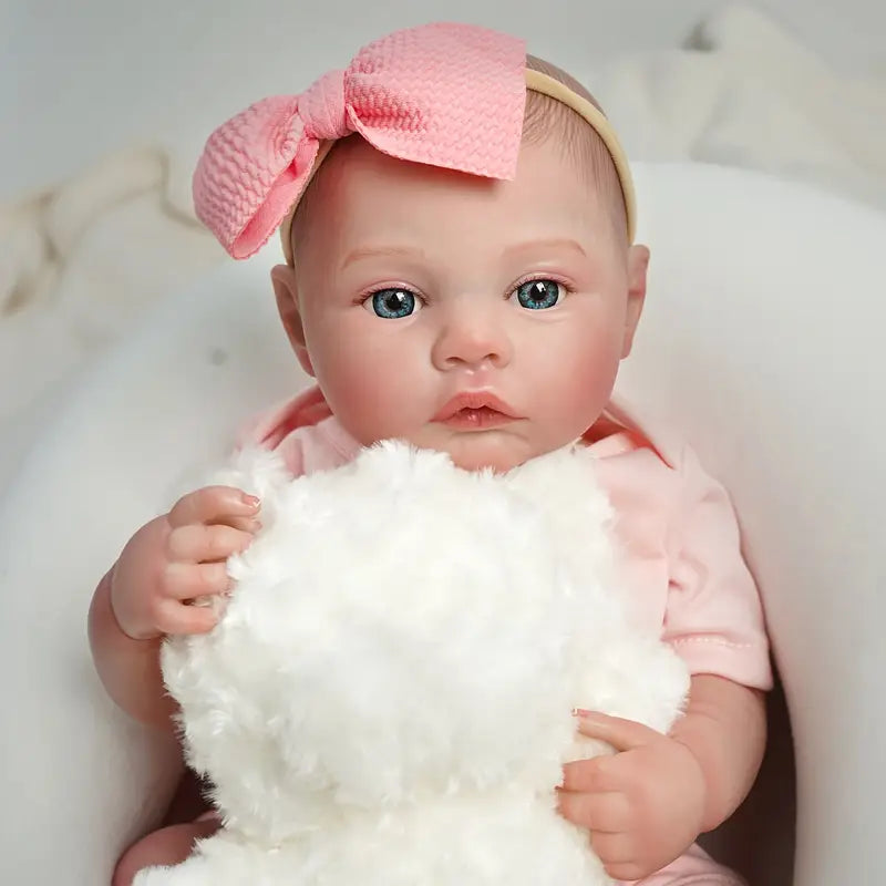 Poupée Bébé Réaliste en Silicone avec Tenue Rose – Poupée Reborn pour Jeu et Collection